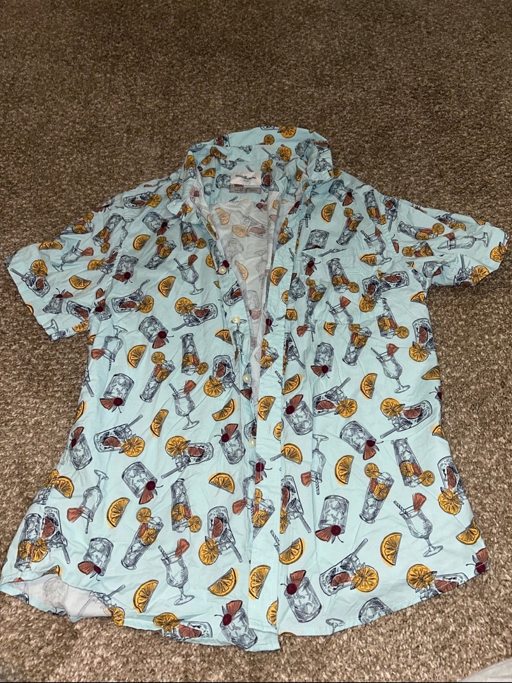 Goodfellow & Co Light Teal Cocktail Print Shirt